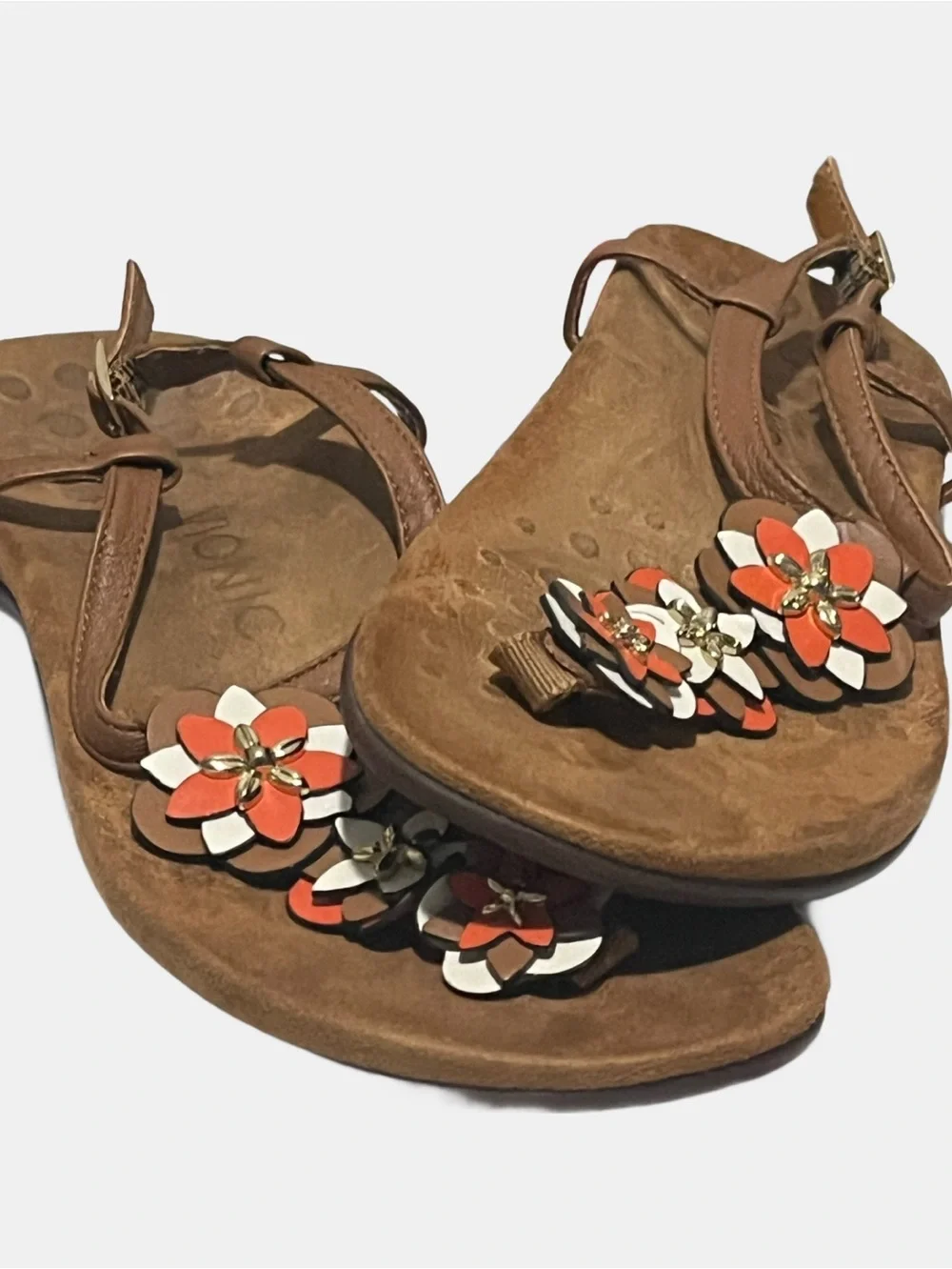 Vionic Paulie Flower Thong Sandal Slingback T Strap Size 7 Podiatrist Designed